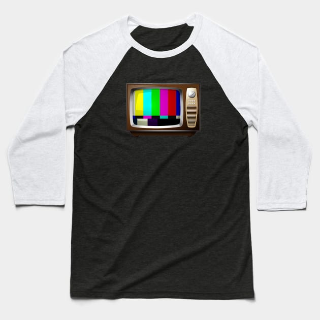 Retro TV test Signal Baseball T-Shirt by DavidLoblaw